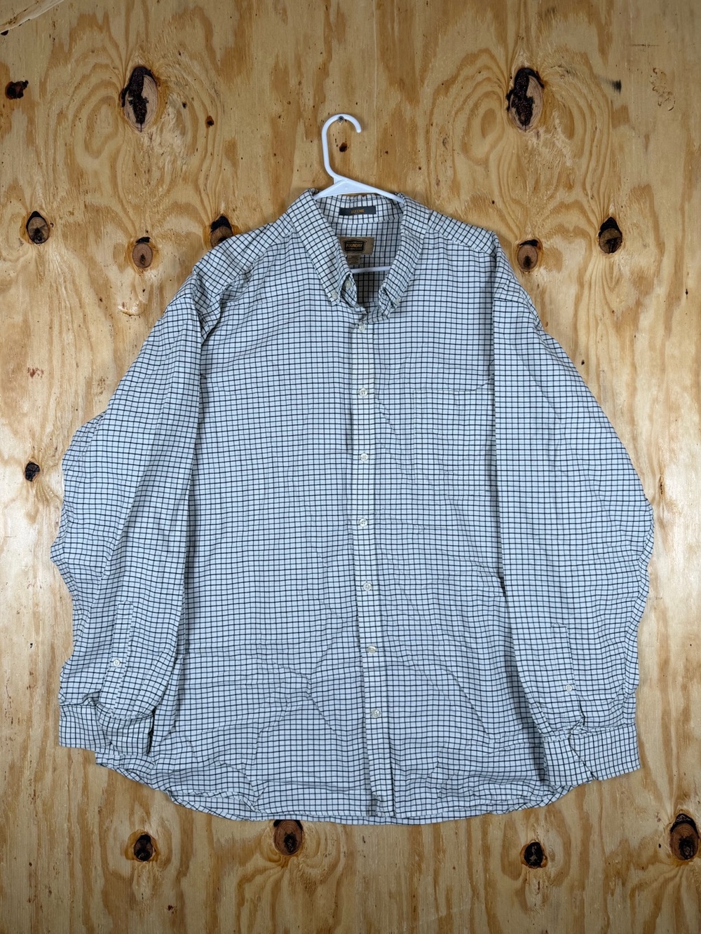 Foundry Supplu Co Men's Button-Down Long Sleeve Check Shirt - White & Blue
